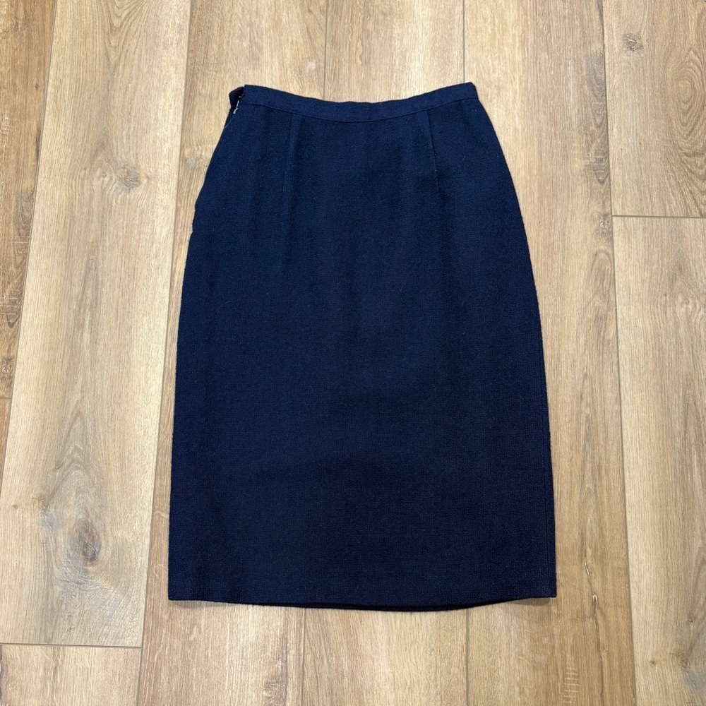 🌟VTG🌟 50s 60s 2 PC WOOL NOTCH COLLAR JACKET PENCIL SKIRT SUIT SET NAVY SZ 4 6 - Picture 15 of 15